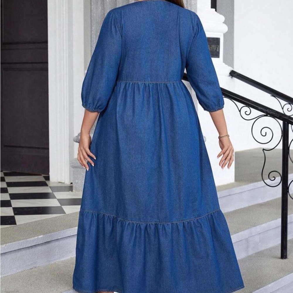 Denim Blue Button-Down Maxi Dress - Picture 5 of 8